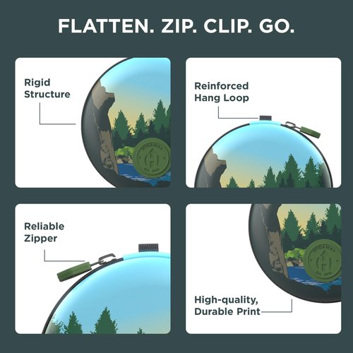 HYDAWAY Pocket Pint - 16oz Collapsible Silicone Cup with Stainless Steel Rim and Protective Travel Case - Reusable, Compact Drinkware for Camping, Festivals, and Everyday Use