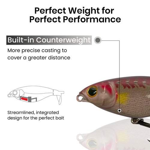 Pristis 3 pcs Top Water Fishing Lures with Single Propeller Tail, Plopper Lure Set, Plopping Sputter Hard Bait Saltwater Freshwater, Topwater Whopper Minnow Swimbait for Bass Perch Pike Muskie Crappie
