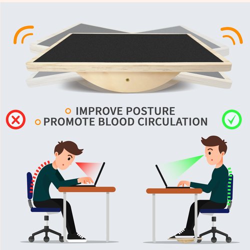 Balance Board Professional Wobble Board for Adults Anti-Slip for Physical Therapy Standing Desk Core Strength Wooden Rocker Board(350LBS) (Balance Board)