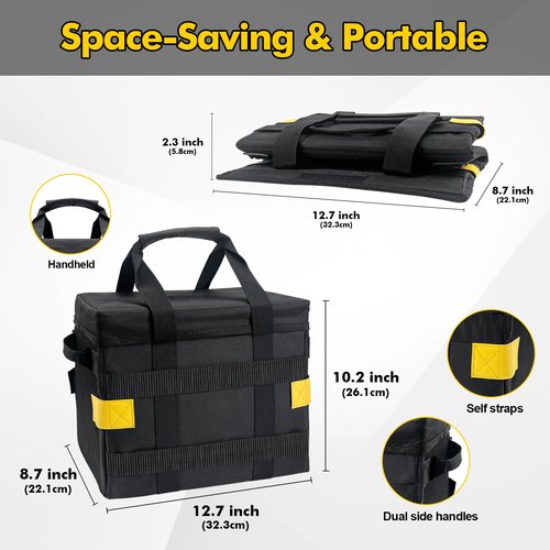 YAMTO Multifunctional Camping Storage Duffel Bag With Handles,Picnic Camping Organizer with Adjustable Dividers,Large Tool Tote Bag Collapsible for Outdoor Camping/Sports/Travel/GYM-Black