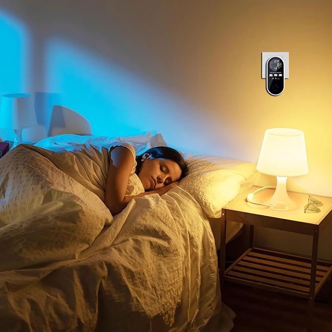 5-in-1 Upgraded Gas & Carbon Monoxide Detectors Plug in, Combination Natural Gas Detector and Carbon Monoxide Detector with ℉, Humidity and Sound, Brightness Control, Holds 9V Battery (not Included)