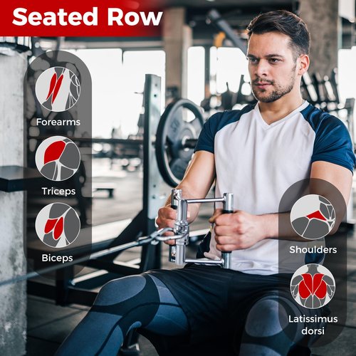 Goplus Cable Machine Attachment Set, 4PCS/ 5PCS LAT Pulldown Attachments w/V-Shaped Press Down Handle, Tricep Rope, Double D Handle, Weight Machine Accessories for Home Gym (4PCS)