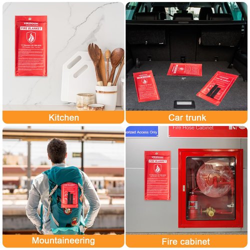 VIKDOOK Fire Blanket for Camping Grill Kitchen Emergency Fire Blanket for Home Lightweight Portable Package
