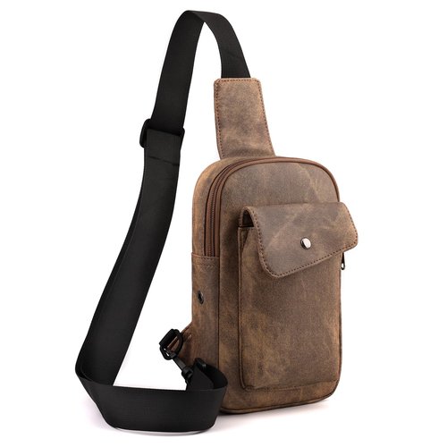 PEAKINGTECH Sling Bag Crossbody Small Daypack: Anti-theft Travel Shoulder Mini Backpack Brown- Women Men
