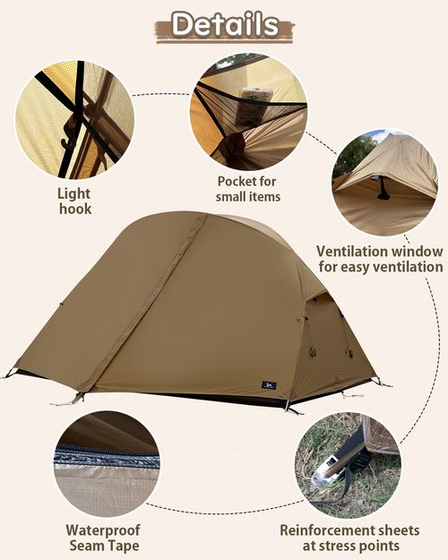 MC TOMOUNT Backpacking Tent Ultralight Nylon 2 Person Tent