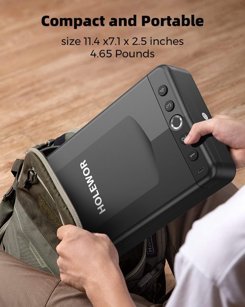 HOLEWOR Car Gun Safe, Small Pistol Safe Biometric Gun Lock Box for Handgun, Portable Fingerprint Quick Access Travel Gun Case for Nightstand Bedside