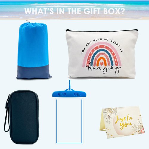 ainifv Beach Lover Gifts for Women, 4 in 1 Gifts for Beach Lovers, Beach Themed Gifts, Ocean Lover Gifts, Kit for Men Friends Including 78.7" x 82.7" Beach Blanket