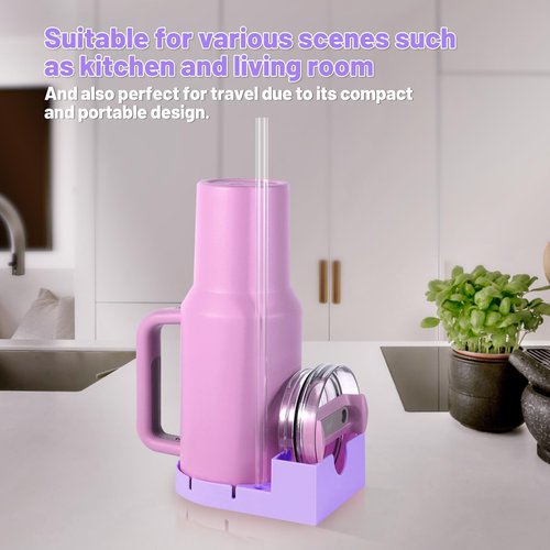 heartybay Bottle Drying Rack for Stanley Cup, Silicone Holder Stand for Water Bottle, Tumblers, Cups, Mugs, Glasses - Travel-Friendly Space Saving Design, Purple