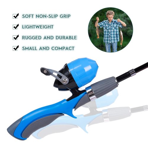 Urban Deco Kids Fishing Pole Kit 2 Pack, Portable Telescopic Kids Fishing Rod with Tackle Box, 2 Fishing Net and 2 Bucket for Beginners, Boys,Girls,Youth