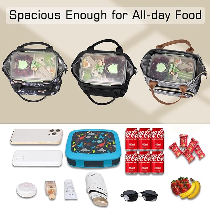 TuErCao Small Lunch Bag Lightweight Insulated Lunch Box for Women Work Portable Soft Cooler for Picnic Travel Road Trips, Loncheras para Mujer, Stripes