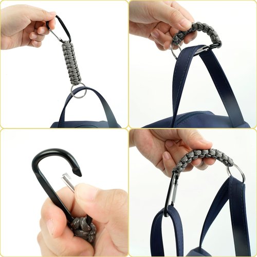 SXoonKing 6 Pcs Carabiner Keychain, Paracord Keychain Carabiner for Keys, Paracord Lanyard Strap Clips, Rope Key Chains Men, Heavy Duty Keychains for Outdoor