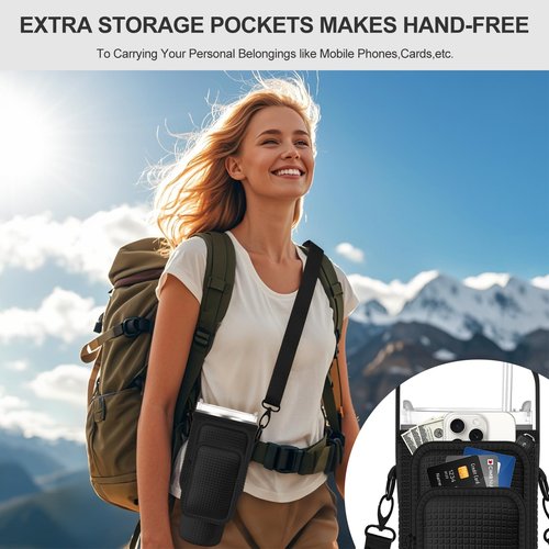 Water Bottle Carrier Bag with Phone Pocket for Stanley 40 oz Tumbler,Neoprene Water Bottle Holder Cross-boday Bag with Adjustable Shoulder Strap& Handheld Strap for Stanley Cup Accessories