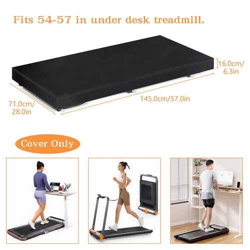 Klmnop Walking Pad Cover, Waterproof and Dustproof Under Desk Treadmill Cover, Fit for 54-57 Inch Portable Folding Treadmill Home & Office(Black)