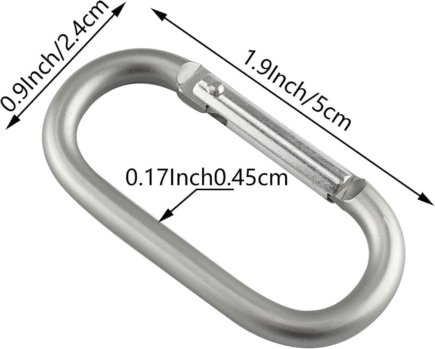 SWATOM Aluminum Oval Carabiners Clip Spring Snap Hook Keyring for Keychains Grey (6Pcs)
