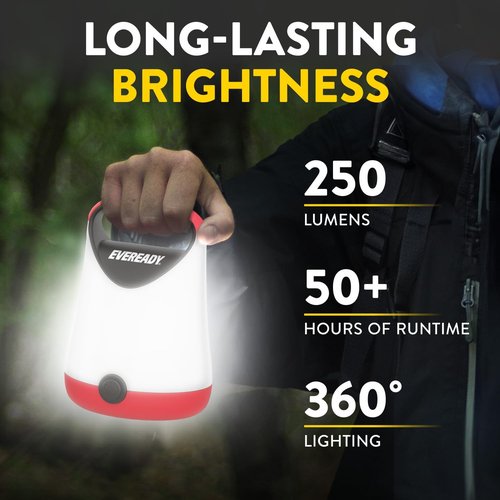 Eveready LED Camping Lantern, Bright Battery Powered Lantern, Water Resistant Hurricane Supplies, 100 Hour Run-time, Pack of 2
