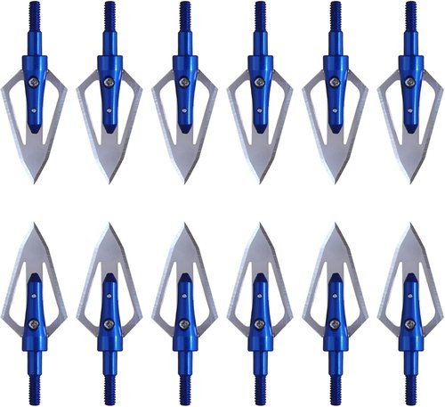 Broadheads with Stainless Steel 2 Blades by Scalpel Material 100 Grain Piercing Hunting Arrow Tips Screw 0.9" Cut Archery Arrow Point + 1 pc Broadhead Portable Case Box (12pcs)
