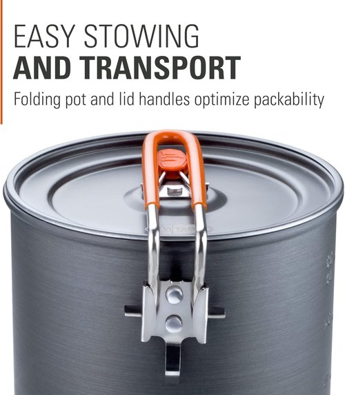 Halulite Boiler Ultralight Camping Pot - Fast-Heating Hard-Anodized Cookware with Folding Handle for Backpacking & Hiking