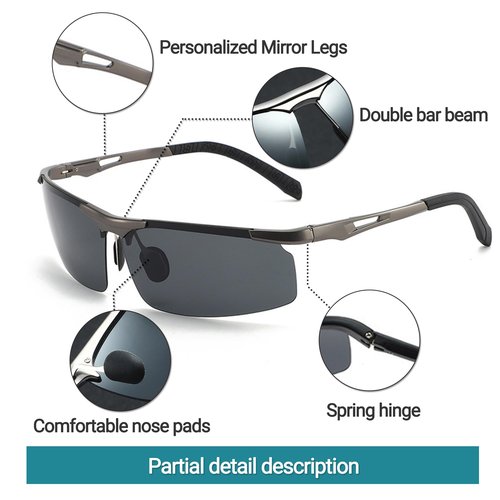 byffke Men's Polarized UV Protection Sunglasses for Driving Cycling Fishing Golf（Black&Grey）