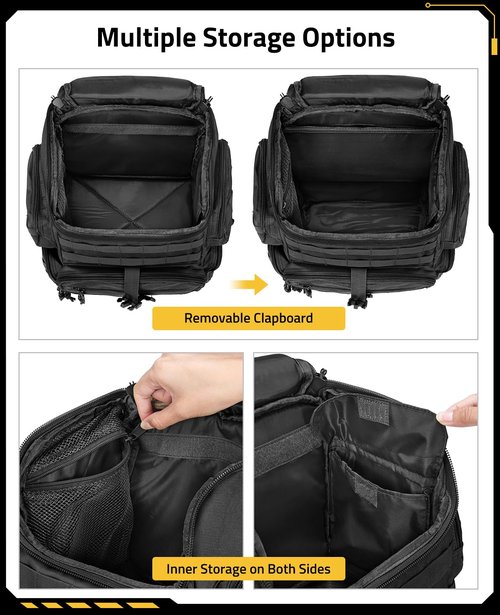 CVLIFE Tactical Range Backpack with Removable Divider, Gun Cases Bag with 4 Pistol Carrying Cases for Handgun and Ammo, Large Military Molle Assault Pack Rucksack for Shooting Hunting, Black