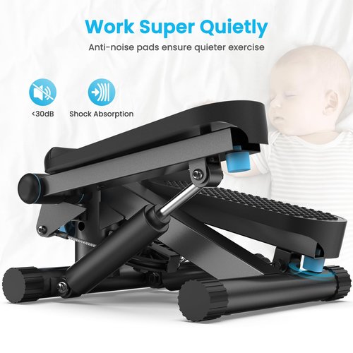 Mini Steppers for Exercise at Home, Stair Stepper Machine with Resistance Bands, 330 lbs Capacity, and LCD Monitor for Home Workout, Full Body Cardio and Walking