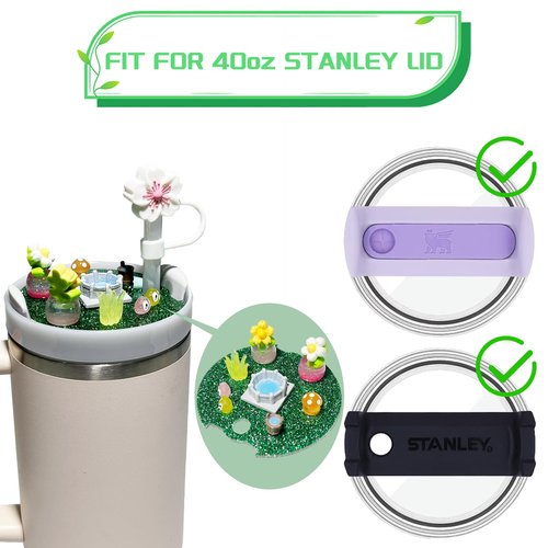 Cup Lid Accessories for Stanley Cup, 1Pcs Siliocne Straw Cover Cap Topper, 1Pcs Cute Charms for Stanley Cups 40oz Tumbler with Handle (Flower)