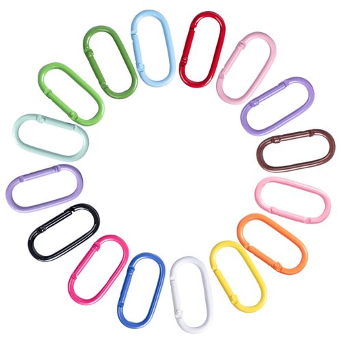 WTYONZEL 16 Pcs Cut Carabiners Clip,Oval Shape Carabiner Keychain Clip Aluminum Hook Accessories Snap Link Key Chain Ring Hook(Colorful)