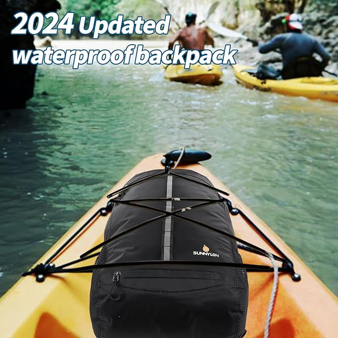 Dry Bag Backpack,20L Dry bags Waterproof Kayaking with Waist Pouch and Phone Case,Waterproof Backpack Marine dry bag for Kayaking,Beach,Rafting, Boating,Hiking,Camping and Fishing (Black)