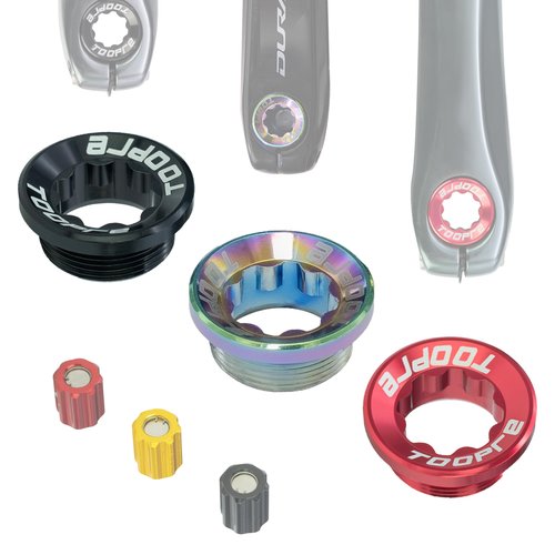 Saurka Crank Cap + Bike M20X8 Tool MTB Screws Crank Bolt for Shimano XT/XTR/SLX/Deore Series of Crankset Rainbow Cap+Golden Tool (Allen Key Included)