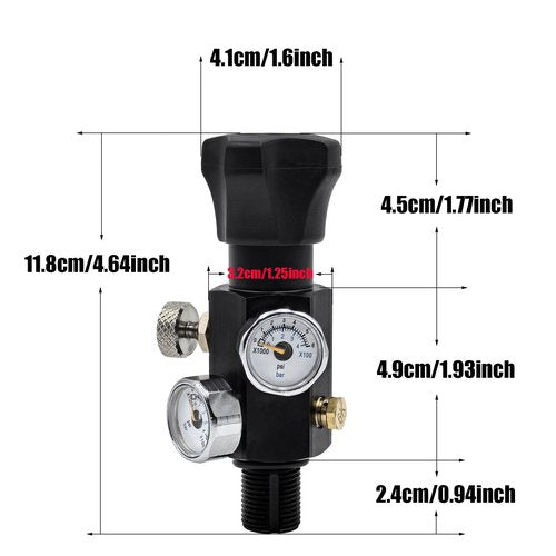 Aopkeo 4500Psi 300Bar Fill Station Charging Valve Dual Gauge with 24" Inch High Pressure Hose (5/8"-18UNF)
