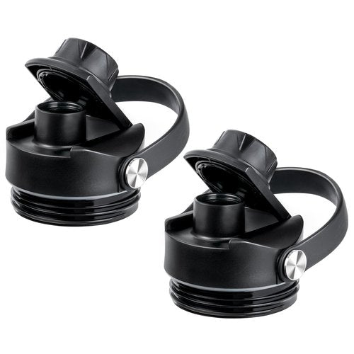 Bluwing Spout Lid for Yeti Rambler Water Bottle 18 26 36 64 oz and Jr. 12 oz Kids Bottle, Replacement Lids with Flexible Handle for YETI Rambler Bottles, BPA Free（Black-2 Pack）