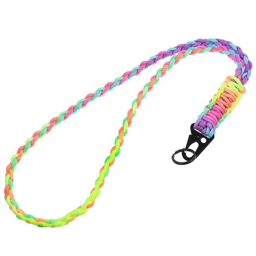 Wanmu Paracord Lanyards for Keys, Heavy Duty 550 Rainbow Keychain Lanyard, Camo Weave Neck Lanyard for Key Badge Holder, Camera, Wallet and ID Card