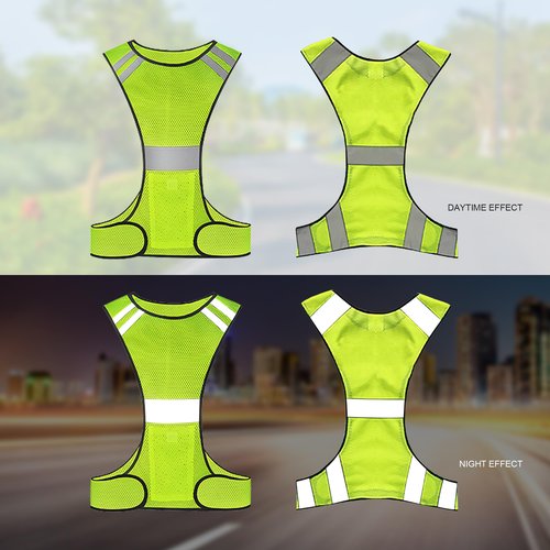 GOOFIT 2 Reflective Safety Vest, High Visibility, Breathable Vest, Lightweight Vest, Adjustable Reflectors for Running, Bicycle, Cycling and Jogging, for Men Women, with 8 Reflective Bands
