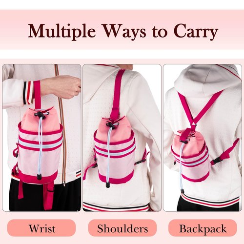 Linkidea Half Gallon Water Bottle Carrier with Strap Compatible with 64oz YETI Rambler Bottle, Hydro Flask, Waterbottle Backpack Sling Bag Holder, Shoulder Strap with Phone Pocket, Pink
