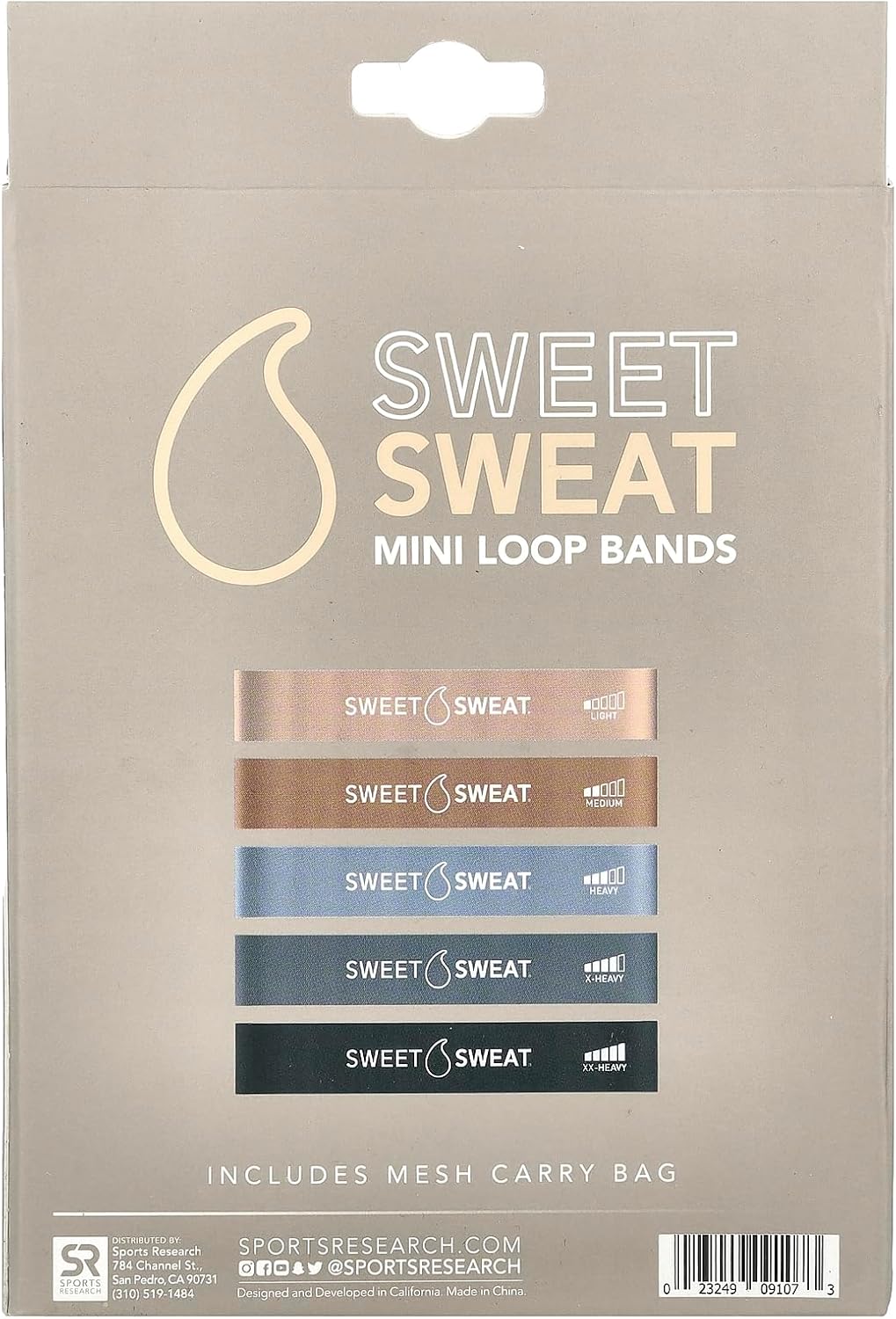 Sweet Sweat Mini Loop Resistance Bands - Set of 5 | Exercise Hip Booty Bands for Squats, Lunges, Physical Therapy, Yoga, Pilates, Rehab & Home or Gym Workouts