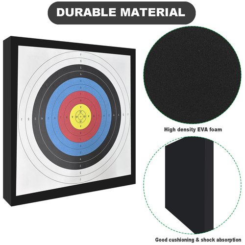 2Pcs 20'' Foam Archery Target, High-Density EVA Archery Targets for Backyard, Archery Target Block with 10pcs Targets Paper, 8pcs Target Pins, Arrow Puller (Foam Target)