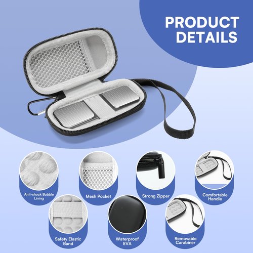 Cantoo Case for KardiaMobile EKG - Hard Travel Case with Carabiner Clip, CASE ONLY (Black)