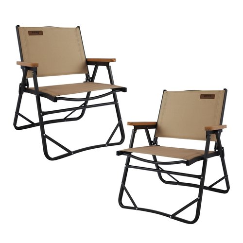 喜马拉雅 Lightweight Folding Camping Chair, Gravel Brown Aluminum Outdoor Beach Chair with Solid Wood Armrest, Portable Collapsible Fishing Chair for Hiking Beach Backpacking Lawn Picnic (2)