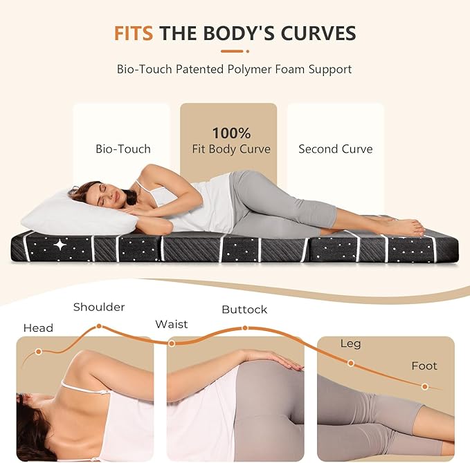 Sweetnight Tri-fold Mattress - 4 Inch Dual-layer Foam Folding Mattress | Removable & Washable 500G Superfine Fiber Cover | Suitable for Camping, RV & Home Use （Full）