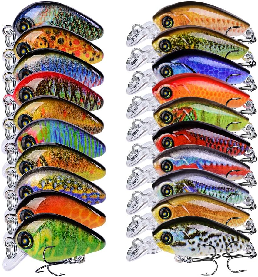 Mini Crankbait Fishing Lures Kits Swimbait Wobbler Hard Baits for Bass Trout Pike Freshwater and Saltwater 10pc-20pc/pack