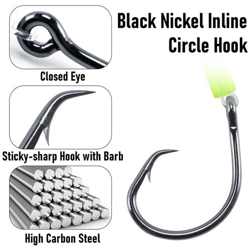 Dr.Fish 2 Pack Deep Drop Snapper Rig 6ft Bottom Fishing Rigs, 3 Circle Hooks with Glow Sleeves Saltwater Fishing Fluorocarbon Leader Line Wire for Halibut, Grouper Redfish 6/0 X 3