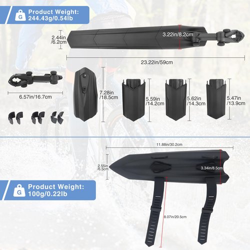 GRELiving Bike Fender,Mudguard Universal Quick Disassembly Bicycle Mudguard for All Mountain Bike/Road Bike/MTB, Suitable for Sizes 24-29 Inch (Front＋Rear Fender)