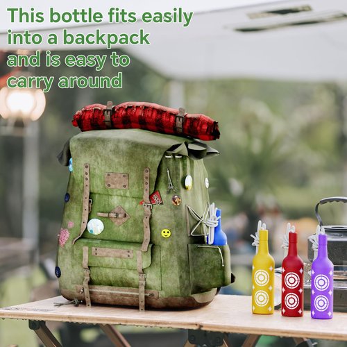 DUHARS 6 Pack Plastic Bottles Shooting Targets, Resetting Targets for Shooting Range, with Rope for Firearm Target Practice, Reactive Targets Outdoor, Backyard, Indoor, Portable