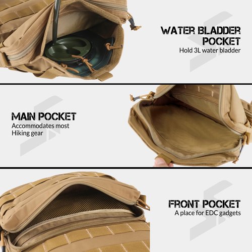 VOTAGOO GEAR Tactical Molle Hydration Pack with 3L Inner Bladder - Lightweight Water Reservoir Bag for Molle Vest Backpack, for Hiking, Hunting