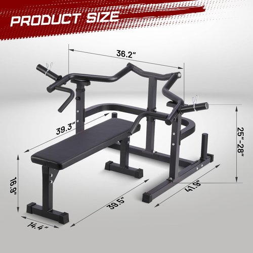 GarveeLife Chest Press Machine With Adjustable Flat Bench,Versatile Bench Press Rack for Home Gym,Bench Press Machine With Independent Converging Arms,Heavy-Duty Steel Structure With Smooth Bearings