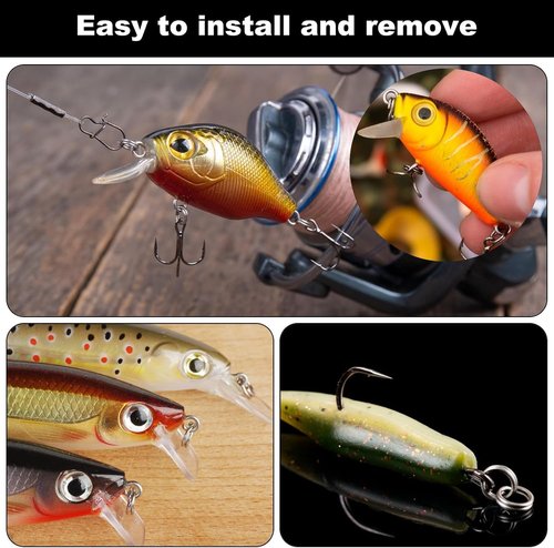 Realure 300 Pcs/8 Sizes Fishing Split Rings 8mm 7mm 6mm 5mm 4.5mm 4mm 3.5mm 3mm Fishing Hooks Lures Ring Connector Stainless Steel 304 Double Ring Clips Snaps for Connecting Fishing Lures & Hooks