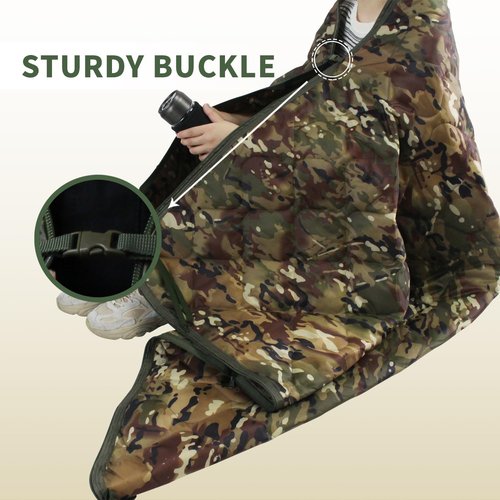 WINWAY Outdoor Down Camping Blanket Military Camping Sleeping Bag with Zipper,Packable Waterproof Lightweight Poncho Liner for Hiking,Travel, Stadium