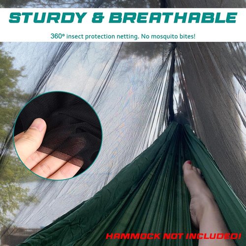 HIKERBRO Hammock Bug Net - XL Mosquito Net for Hammock, Ultralight Portable Netting, Easy Access Double Sided Zippers, 360 Degree Protection for Camping & Yard, with Attached Stuff Sack, Black