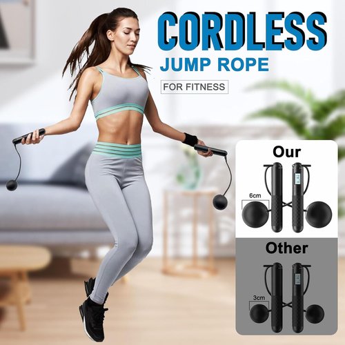Skipping Rope with Counter, Cordless Weighted Jump Rope, Smart Weighted Jump Rope, Intelligent Adjustable Digital Jumps Rope for Lose Weight, Burn Calorie