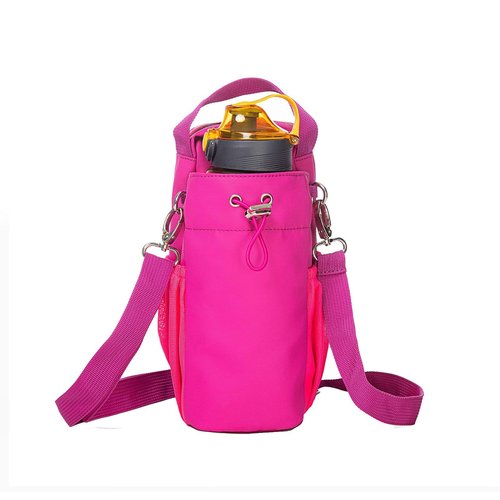 VKZ Magnetic Crossbody Gym Bag Water Bottle Holder Waterproof, Sling Bag for Men and Women Carrier Bag with Phone Pockets Handle Shoulder Strap, Travel Water Bottle Bag Accessories Organizer (Pink)