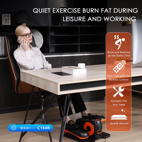 RCHDFL Under Desk Elliptical Machine, Ellipse Leg Exerciser While Sitting for Seniors, Ellipse Leg Exerciser as Seen on TV, Quiet & Portable Mini Seated Pedal Exerciser for Home Office Use (Orange)